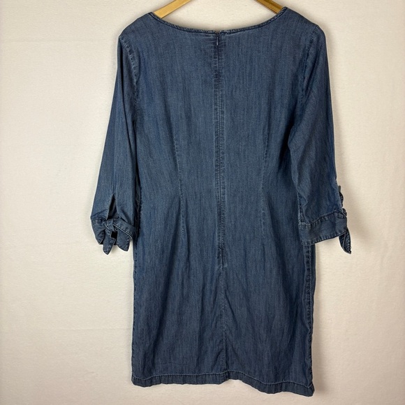 Talbots Blue Chambray Denim Long Sleeve Dress Preppy Western - Picture 2 of 7